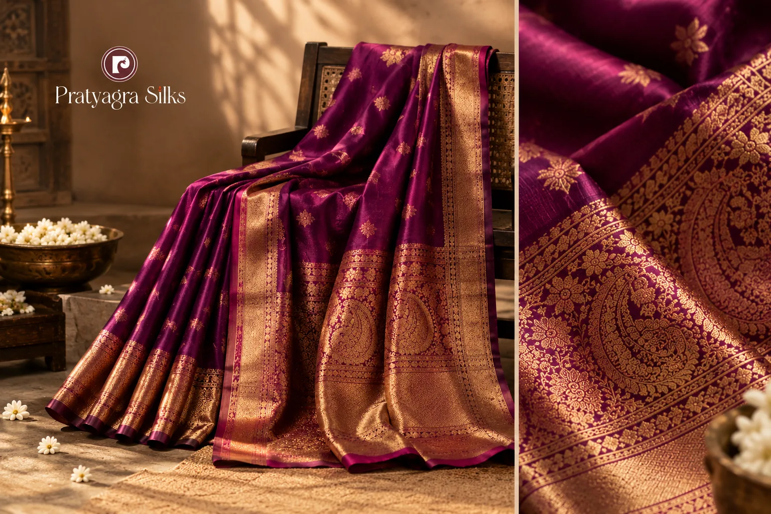 Premium Pratyagra silk saree highlighting craftsmanship and quality details